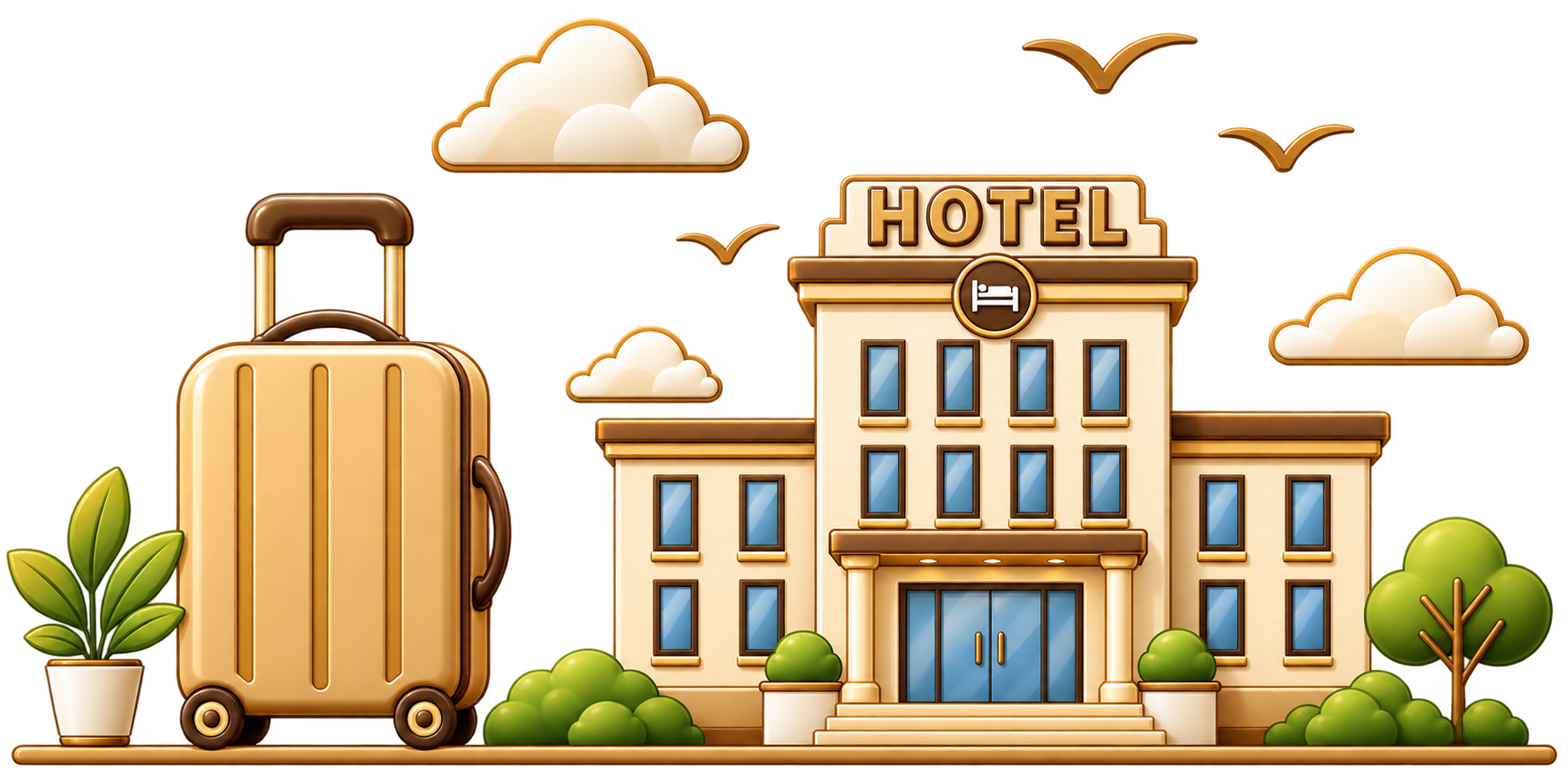 Hotel and luggage illustration